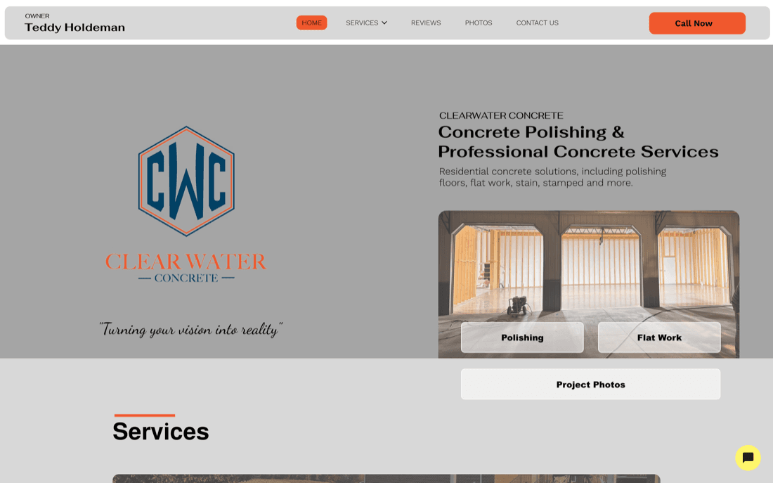 Clearwater Concrete website
