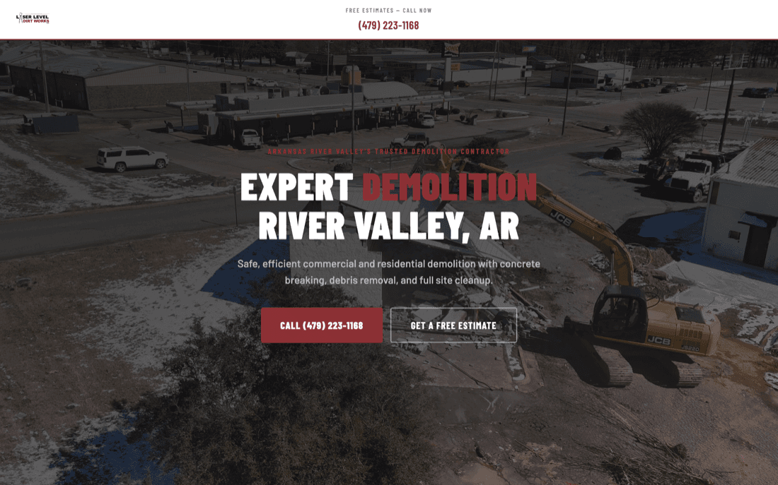 Laser Level Dirtworks website