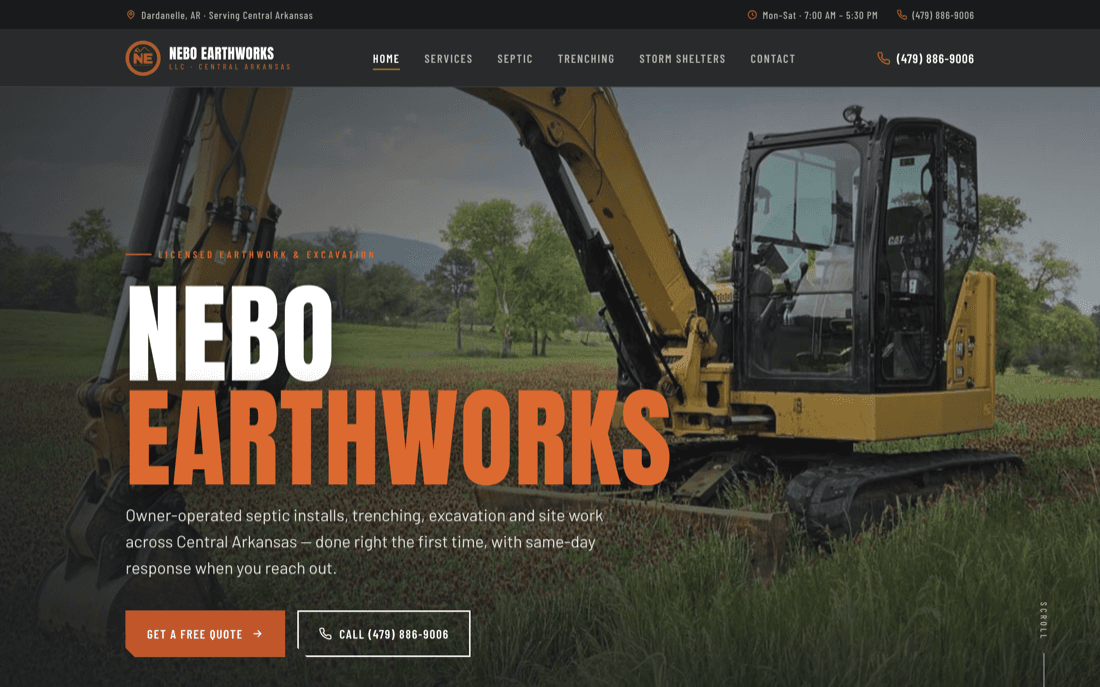 Nebo Earthworks website