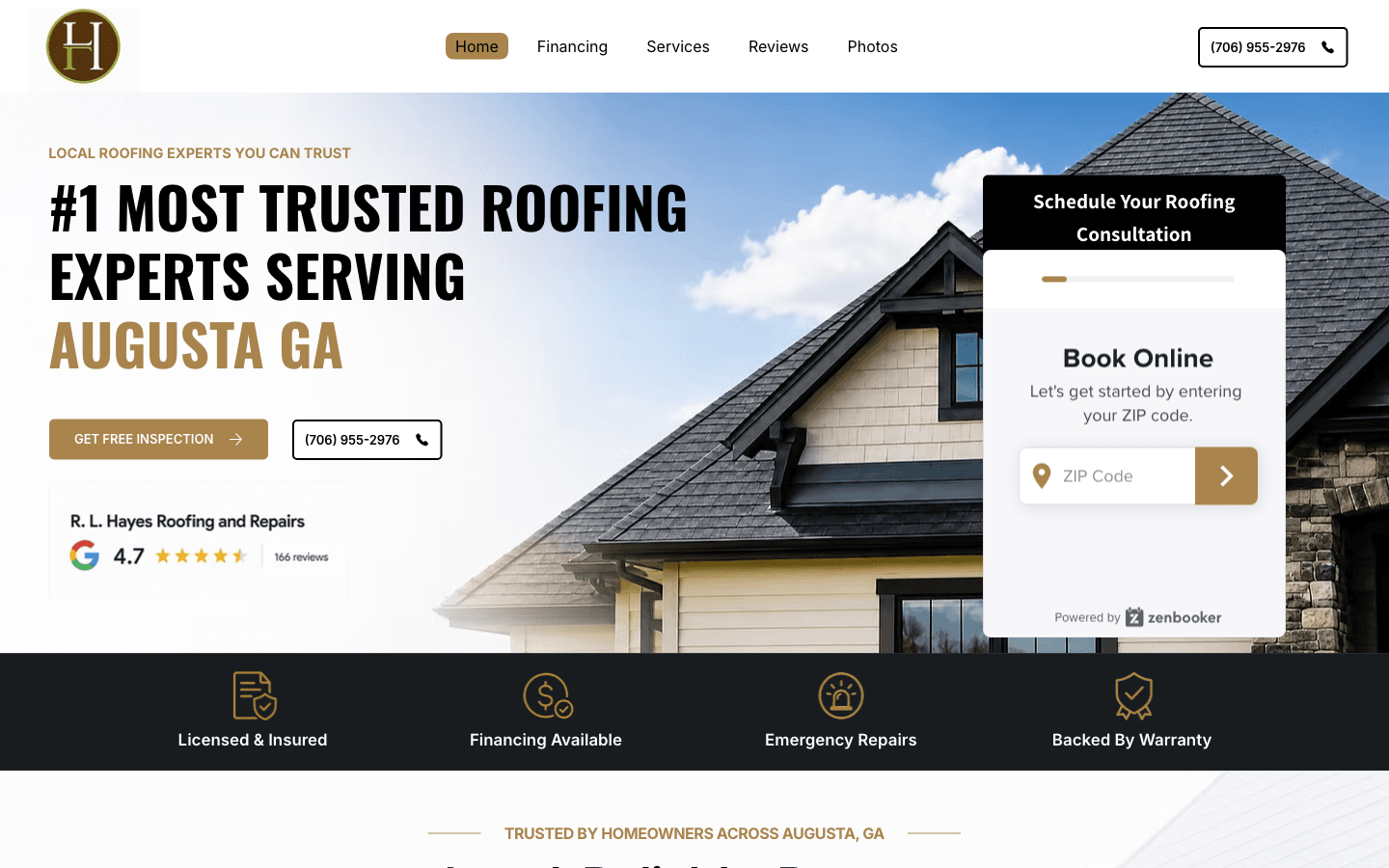 Local Roofing Services website